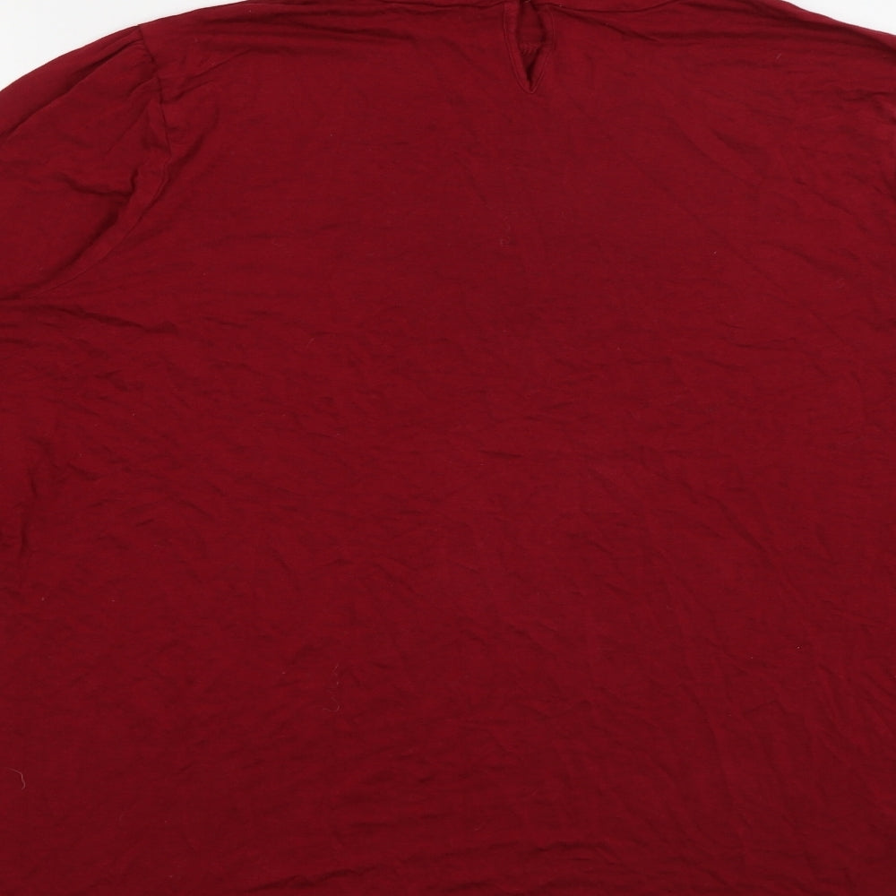 M&S Womens Red  Viscose Basic T-Shirt Size 18 High Neck