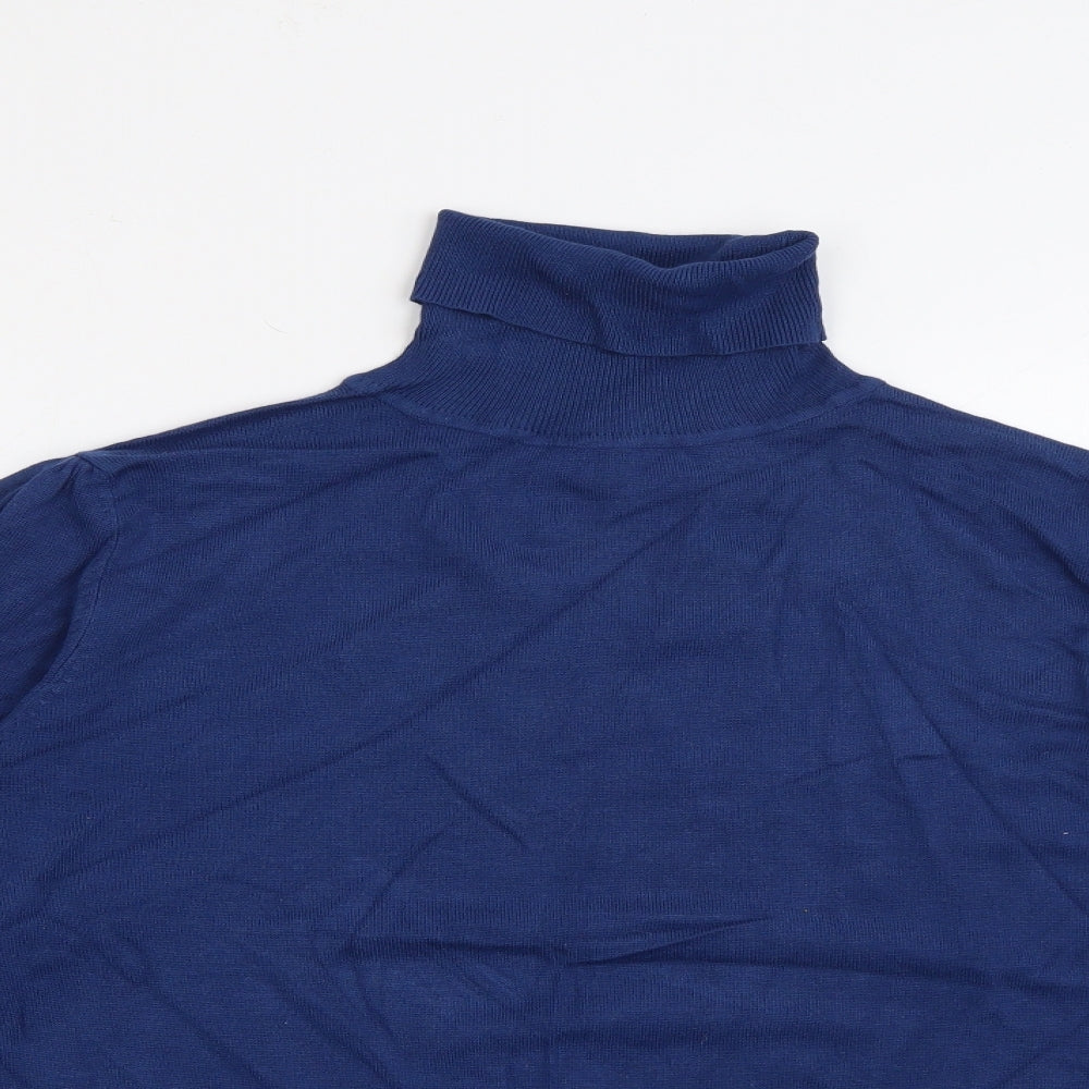 Papaya Womens Blue Roll Neck  Viscose Pullover Jumper Size 20