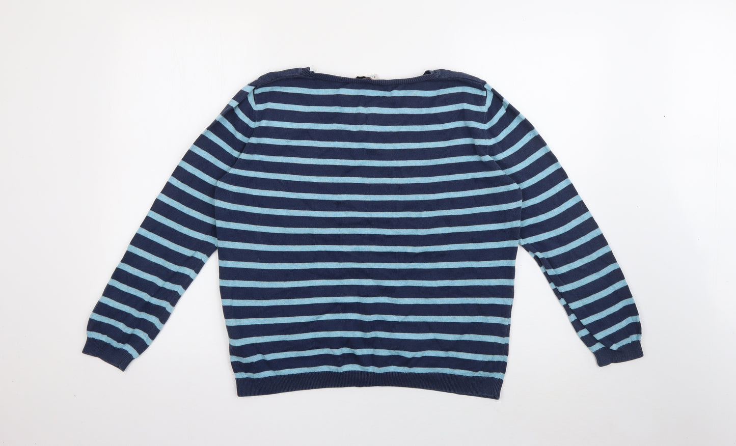 Marks and Spencer Womens Blue Striped Cotton Pullover Sweatshirt Size 12