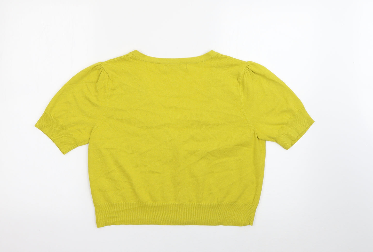 TU Womens Yellow V-Neck  Cotton Cardigan Jumper Size 16