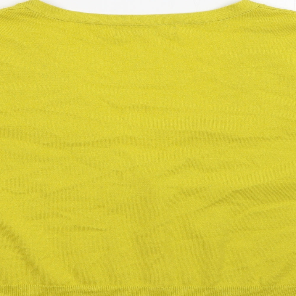 TU Womens Yellow V-Neck  Cotton Cardigan Jumper Size 16