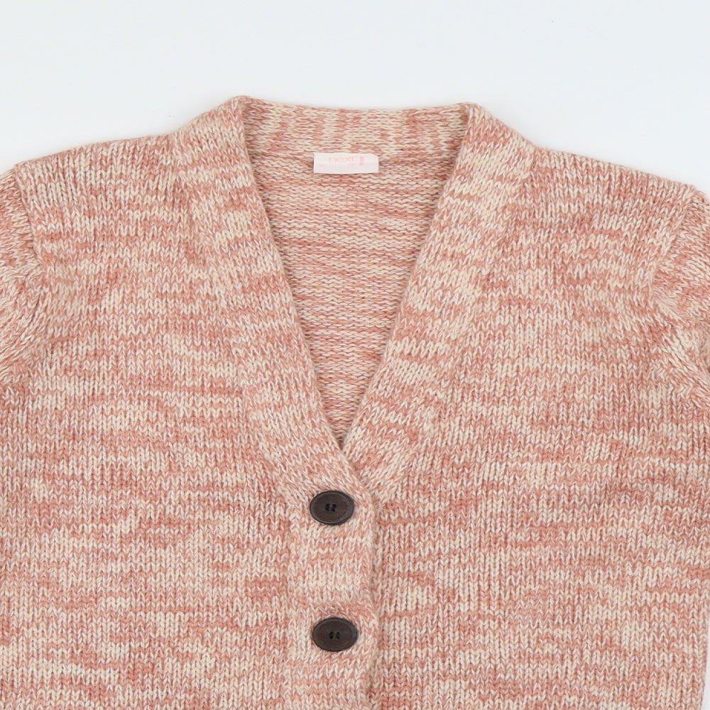 NEXT Girls Pink V-Neck  Acrylic Cardigan Jumper Size 13 Years  Button