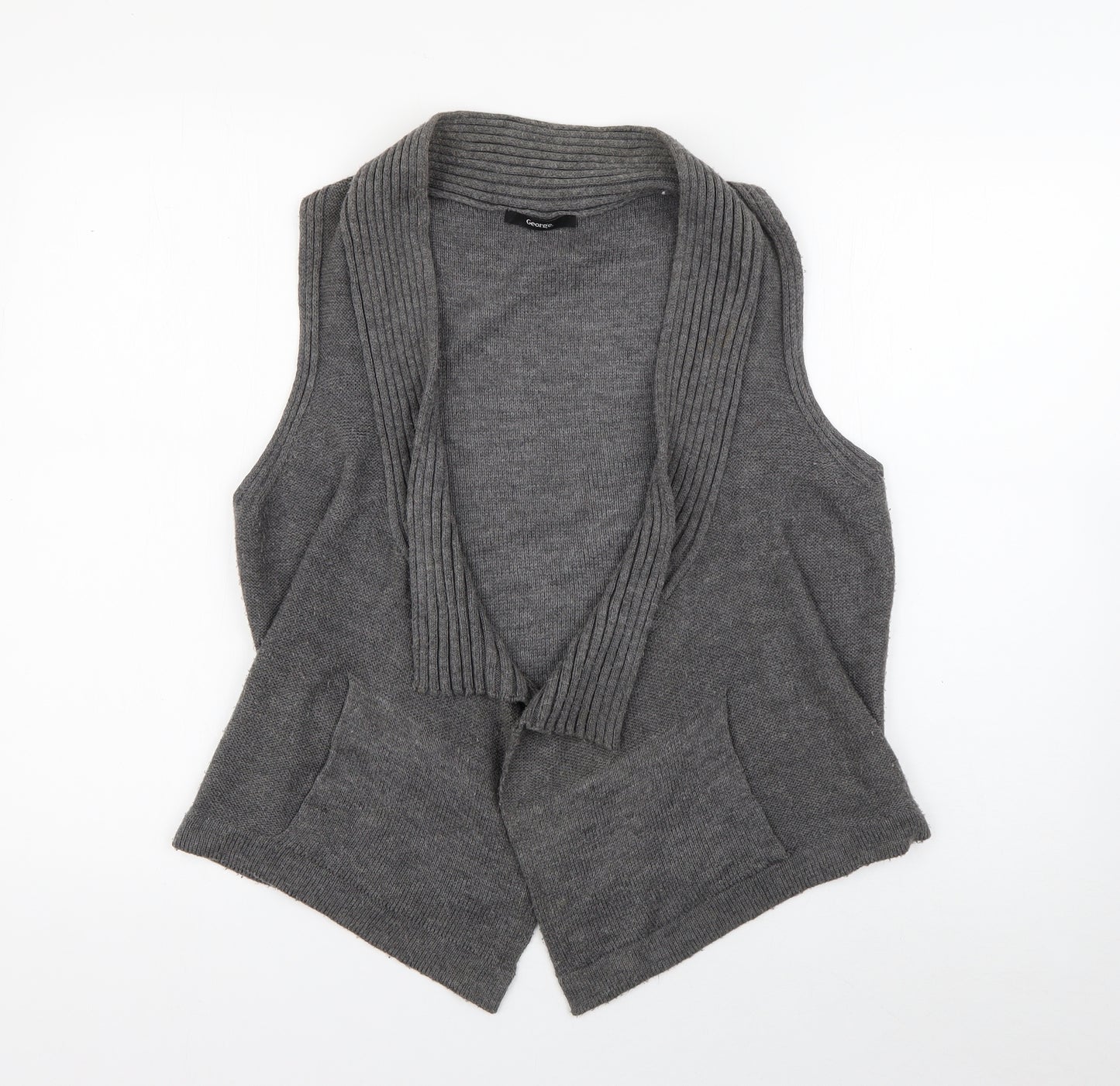 George Womens Grey V-Neck  Acrylic Cardigan Jumper Size 12