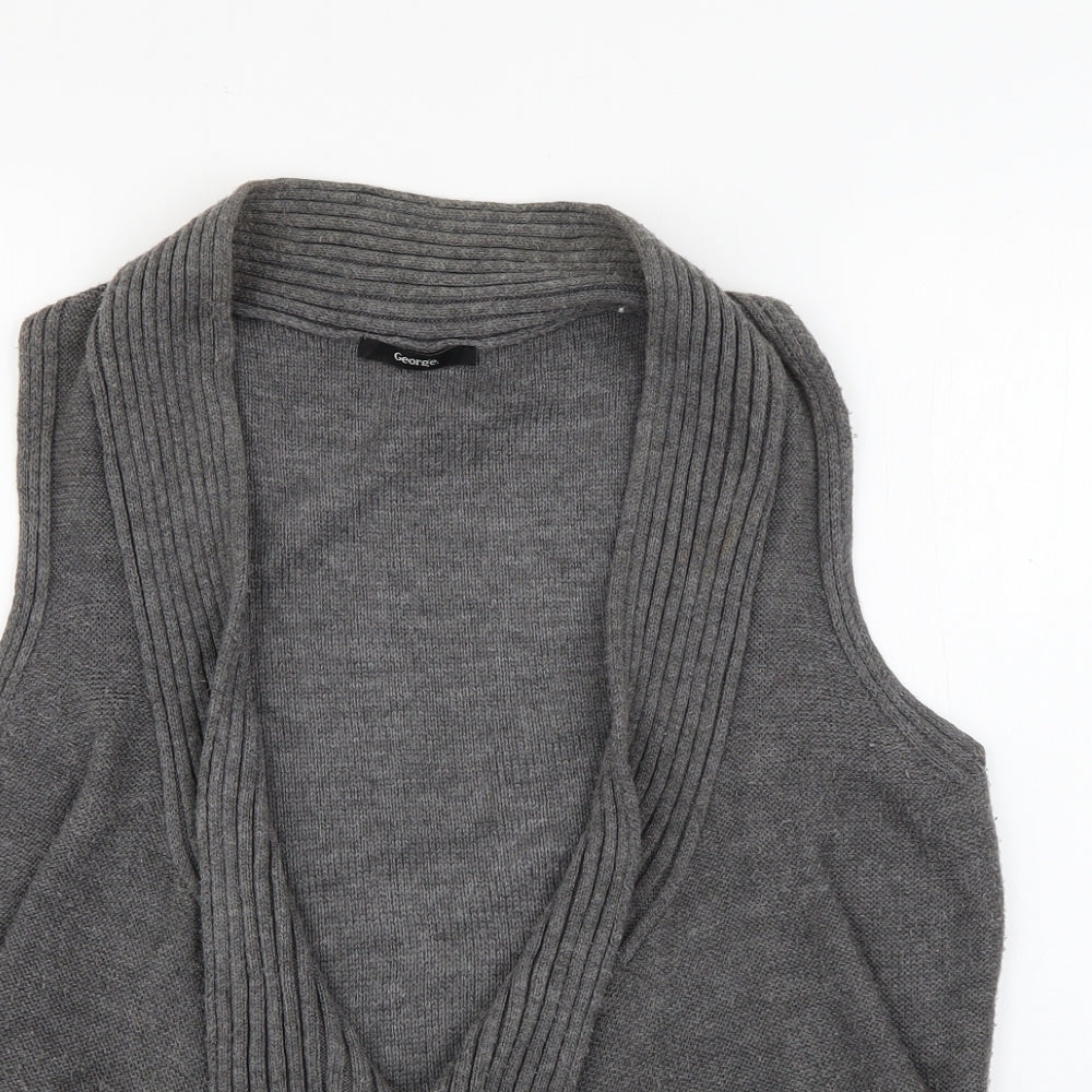George Womens Grey V-Neck  Acrylic Cardigan Jumper Size 12