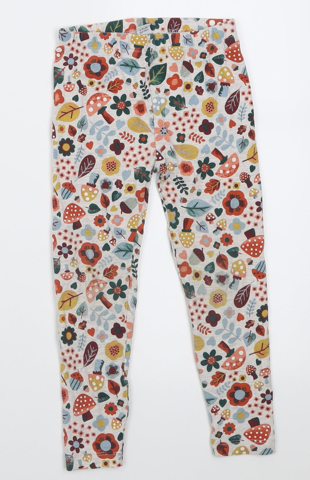 TU Girls Grey Floral Cotton Capri Trousers Size 4-5 Years  Regular Pullover