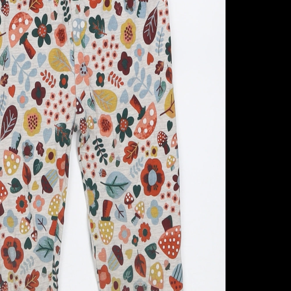 TU Girls Grey Floral Cotton Capri Trousers Size 4-5 Years  Regular Pullover