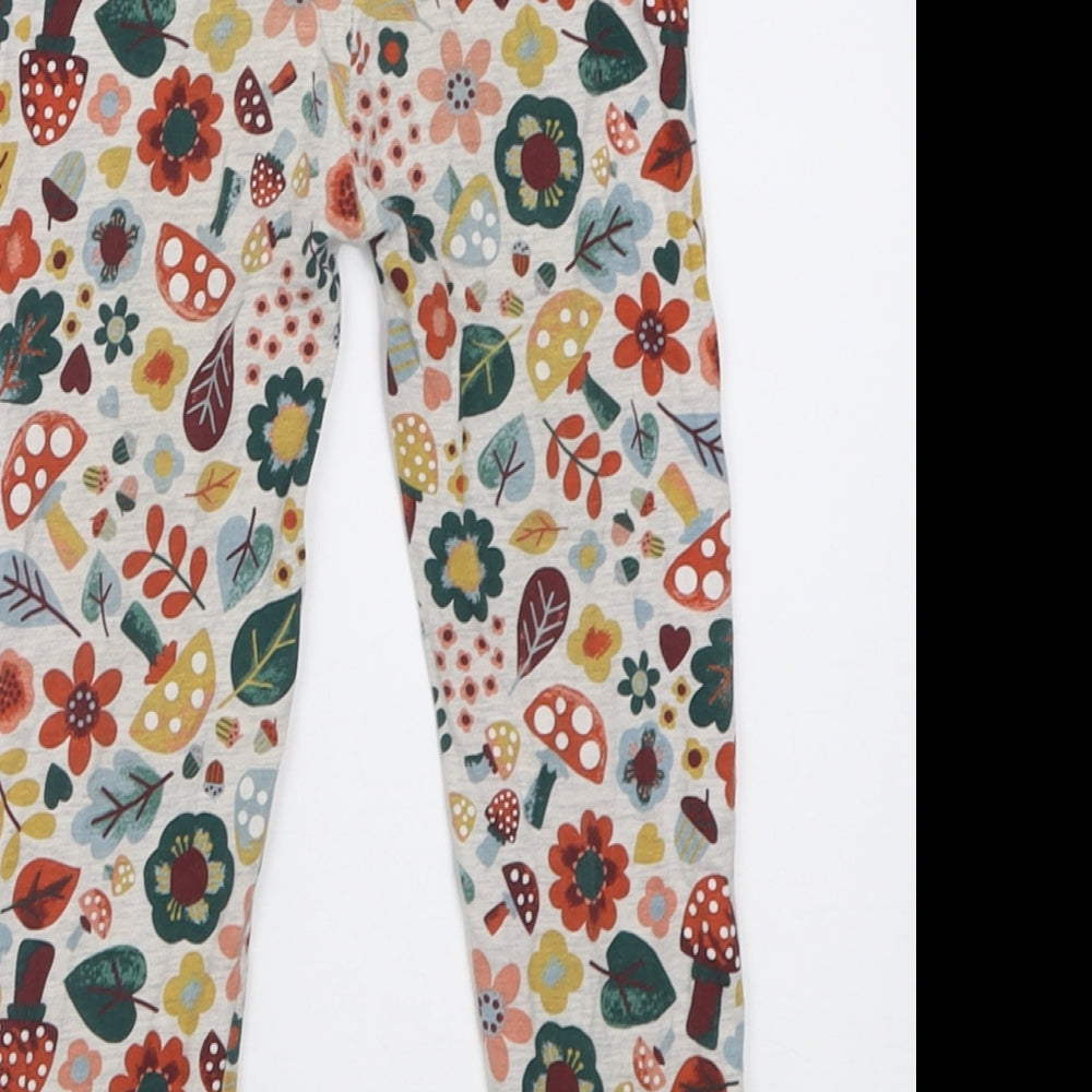 TU Girls Grey Floral Cotton Capri Trousers Size 4-5 Years  Regular Pullover