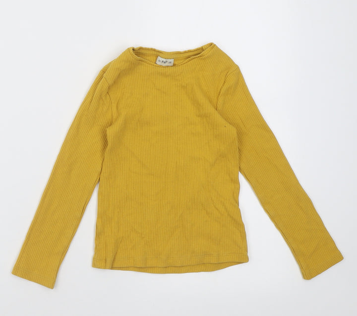 F&F Girls Yellow Cotton Basic Casual Size 5-6 Years Crew Neck Pullover