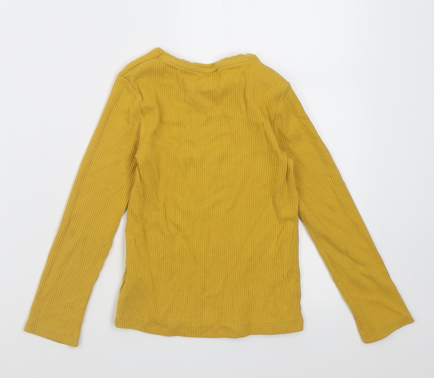 F&F Girls Yellow  Cotton Basic Casual Size 5-6 Years Crew Neck Pullover