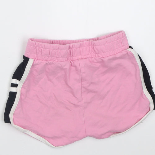 F&F Girls Pink Striped Cotton Sweat Shorts Size 5-6 Years  Regular Tie