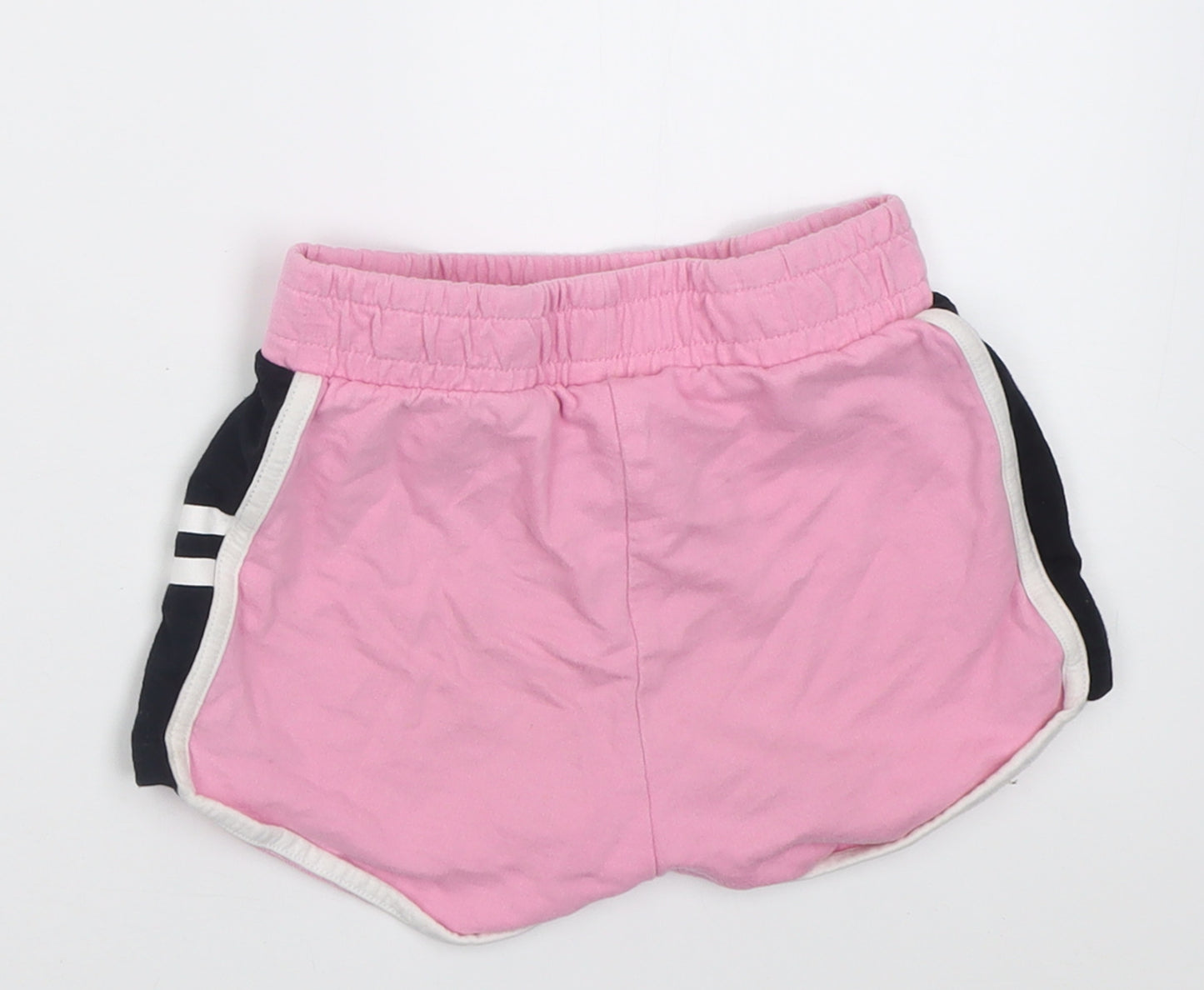 F&F Girls Pink Striped Cotton Sweat Shorts Size 5-6 Years  Regular Tie