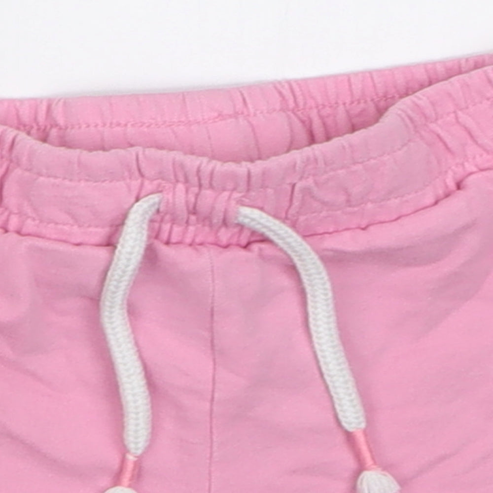 F&F Girls Pink Striped Cotton Sweat Shorts Size 5-6 Years  Regular Tie