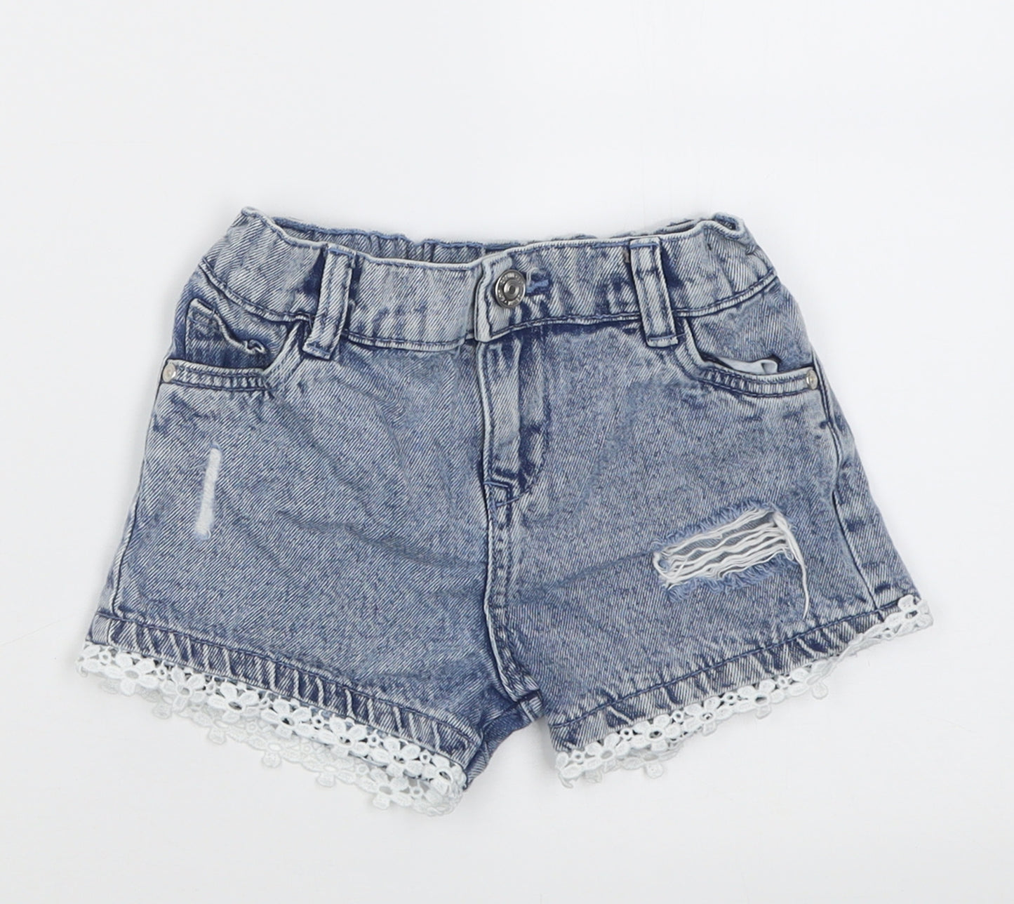 F&F Girls Black  Cotton Boyfriend Shorts Size 5-6 Years  Regular Buckle