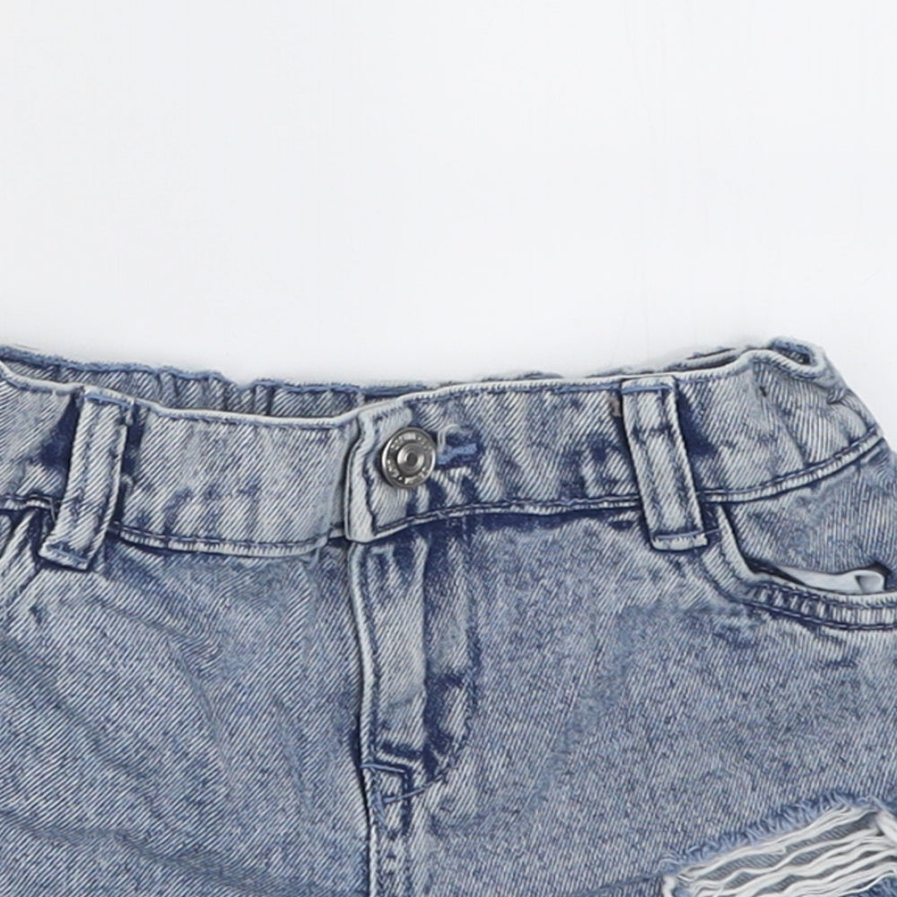 F&F Girls Black  Cotton Boyfriend Shorts Size 5-6 Years  Regular Buckle