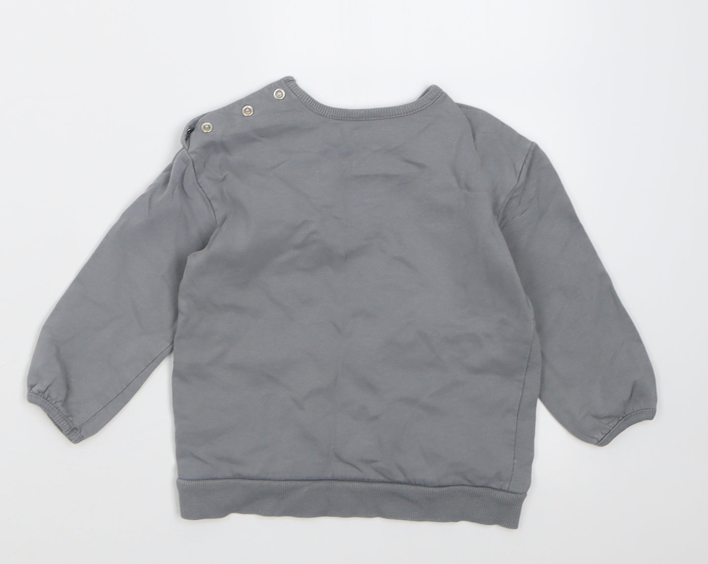 George Baby Grey  Cotton Pullover Jumper Size 12-18 Months  Button - Cuddles are my Favourite