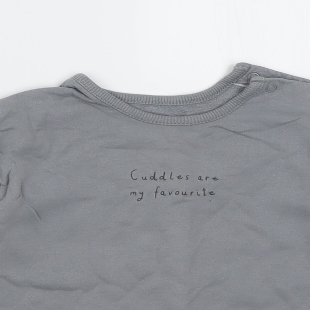 George Baby Grey  Cotton Pullover Jumper Size 12-18 Months  Button - Cuddles are my Favourite
