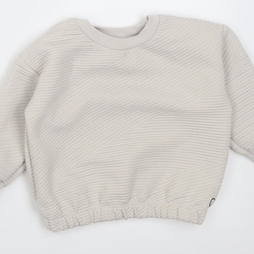 George Boys White Striped Polyester Pullover Jumper Size 12-18 Months  Button