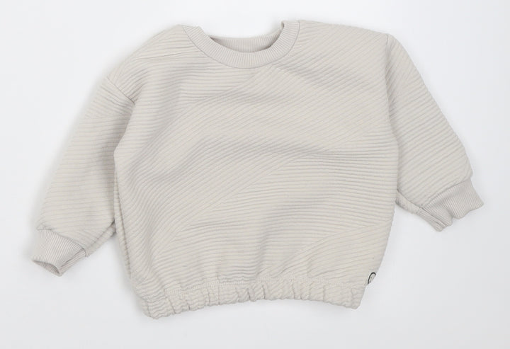 George Boys White Striped Polyester Pullover Jumper Size 12-18 Months Button