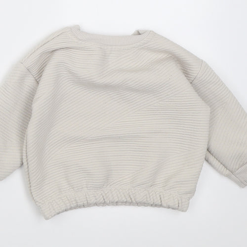 George Boys White Striped Polyester Pullover Jumper Size 12-18 Months  Button