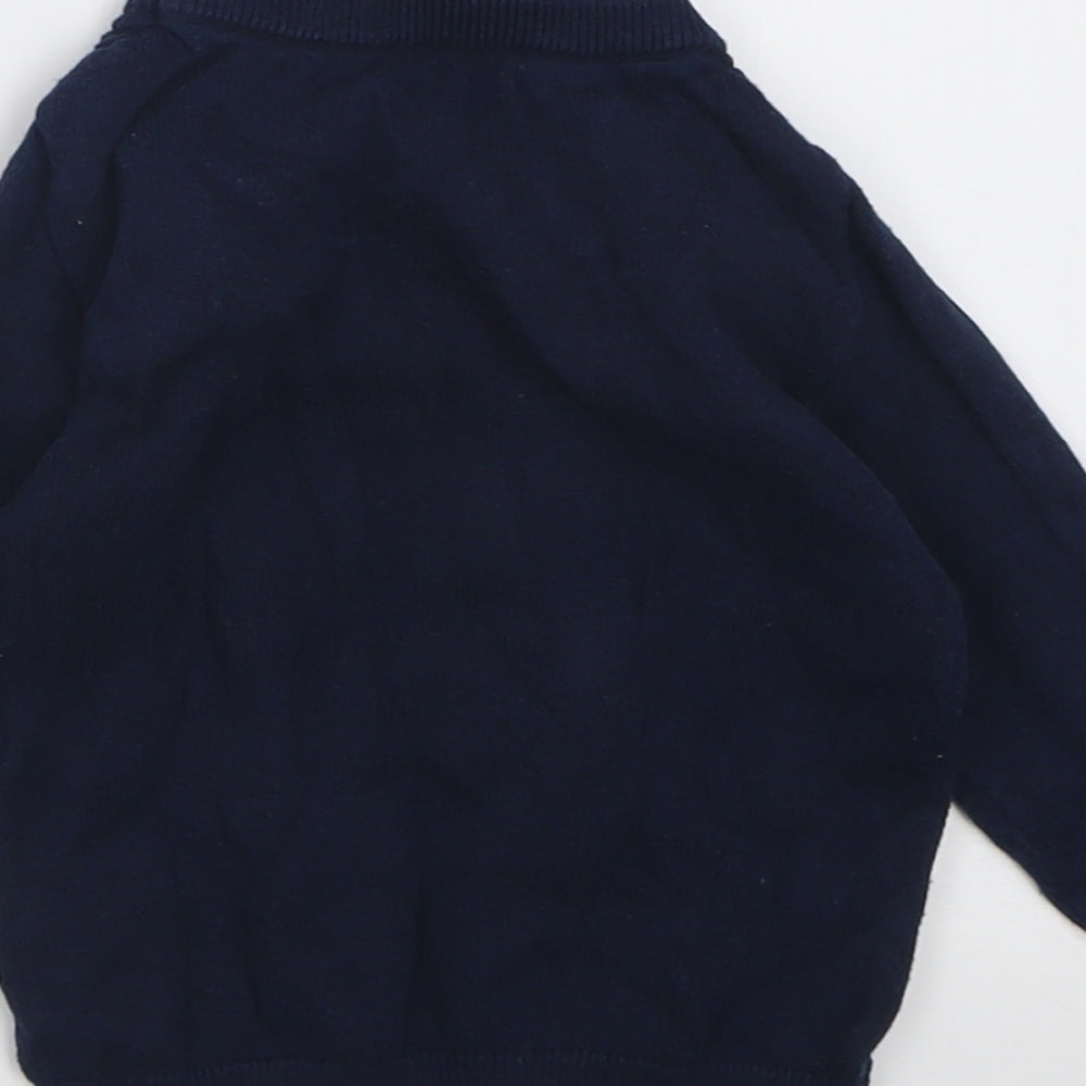 Matalan Boys Blue Check Cotton Pullover Jumper Size 9-12 Months  Pullover