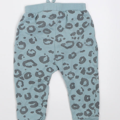 George Girls Blue Animal Print Cotton Jogger Trousers Size 12-18 Months  Tie