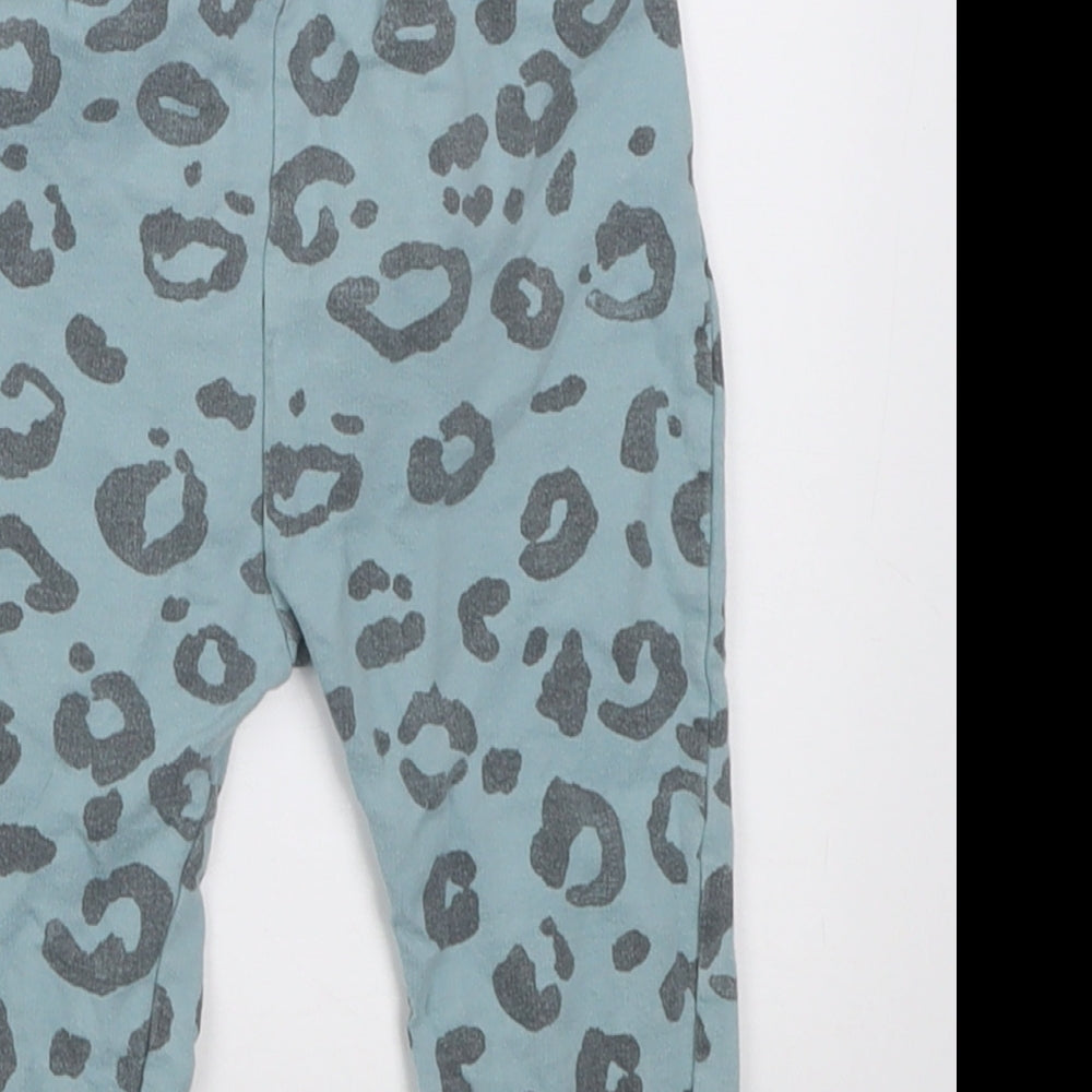 George Girls Blue Animal Print Cotton Jogger Trousers Size 12-18 Months  Tie