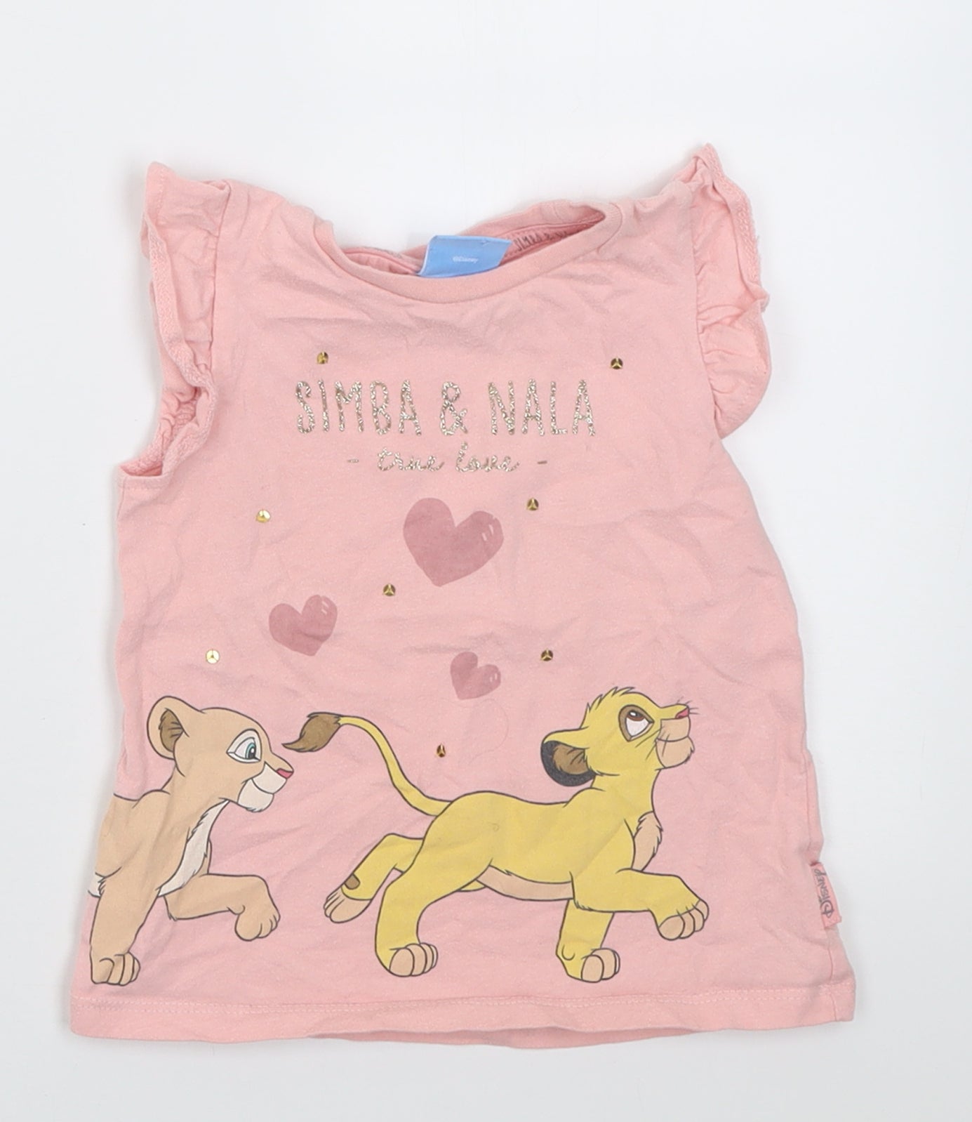 TU Girls Pink  Cotton Basic T-Shirt Size 2-3 Years Crew Neck Pullover - Simba