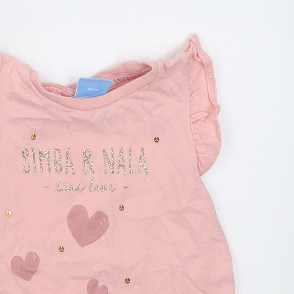 TU Girls Pink  Cotton Basic T-Shirt Size 2-3 Years Crew Neck Pullover - Simba
