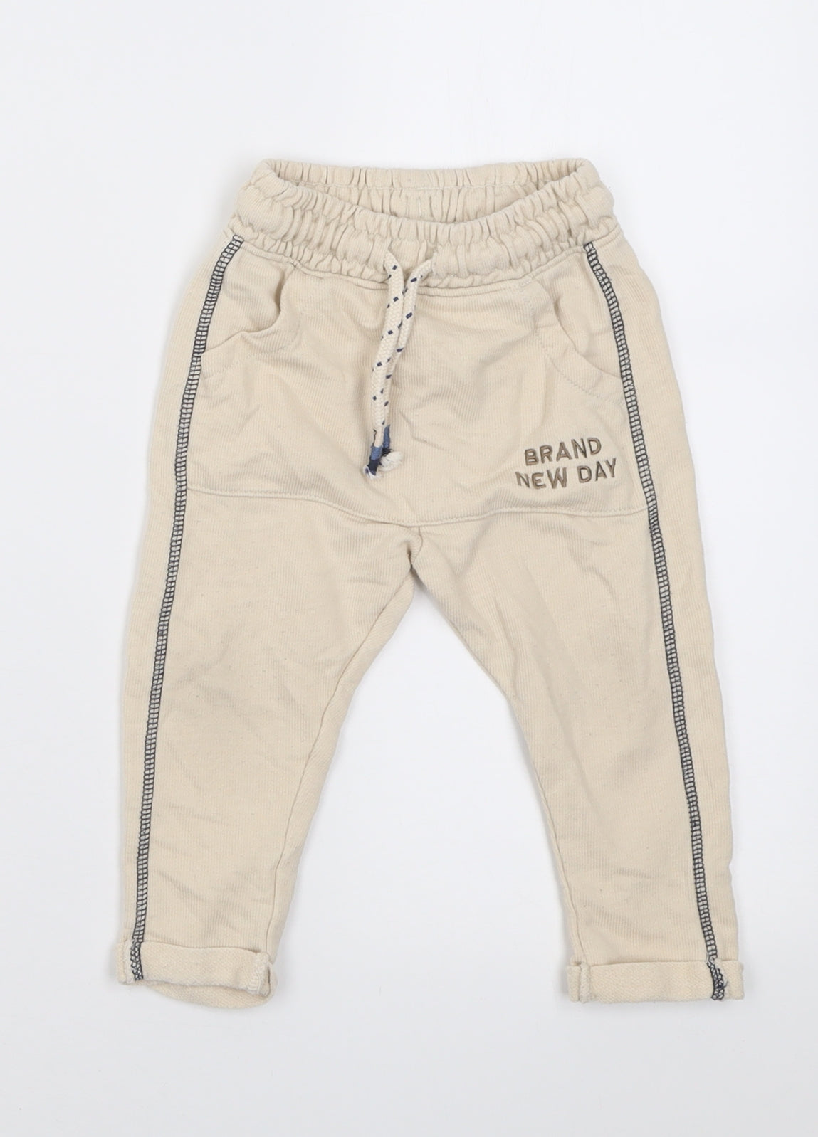 George Boys Beige  Polyester Jogger Trousers Size 12-18 Months  Tie