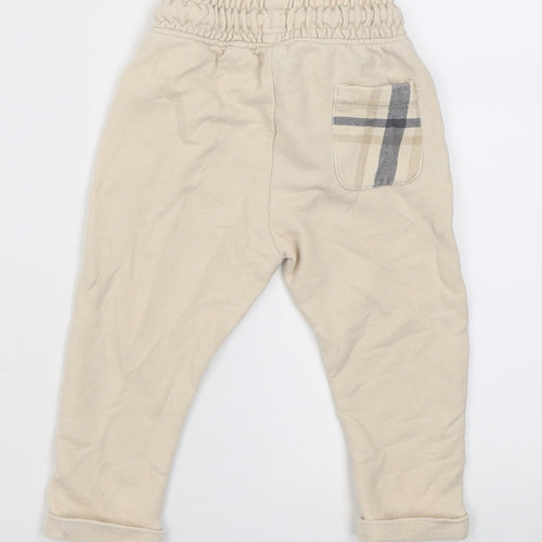 George Boys Beige  Polyester Jogger Trousers Size 12-18 Months  Tie