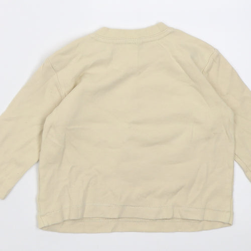 Cherokee Boys Beige  Cotton Basic Casual Size 6-9 Months Crew Neck Button
