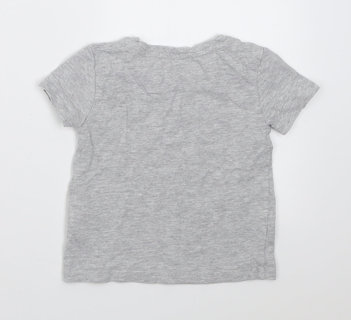 Peacocks Boys Grey  Cotton Basic T-Shirt Size 12-18 Months Crew Neck Pullover - Bear Hugs