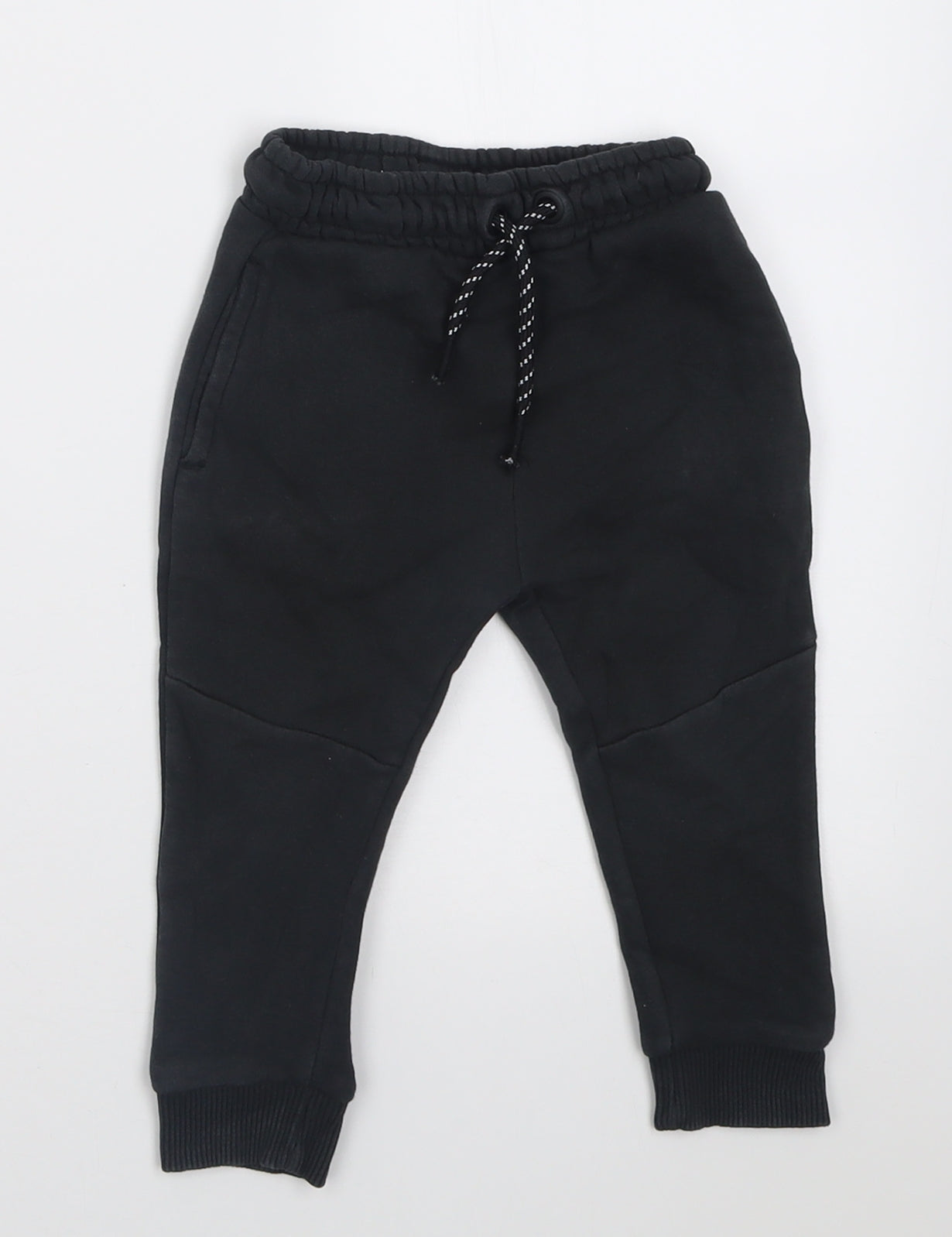 George Boys Black  Cotton Jogger Trousers Size 12-18 Months  Tie