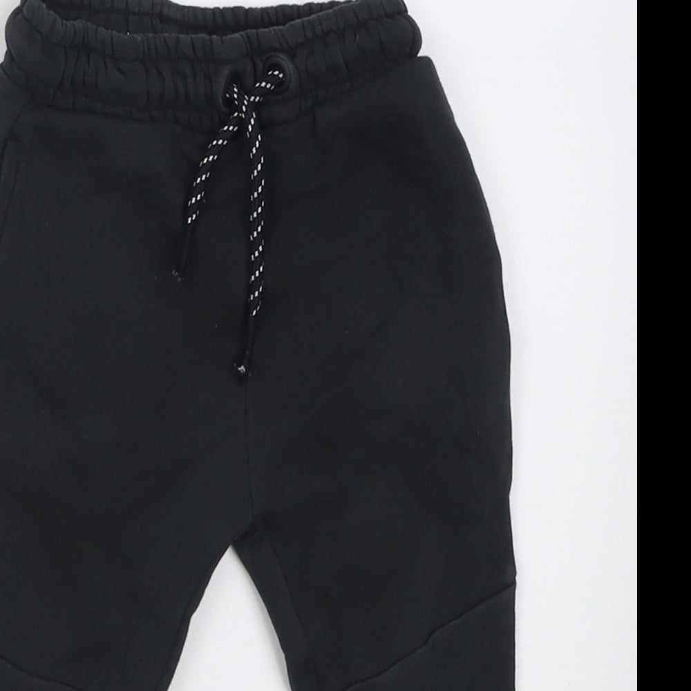 George Boys Black  Cotton Jogger Trousers Size 12-18 Months  Tie