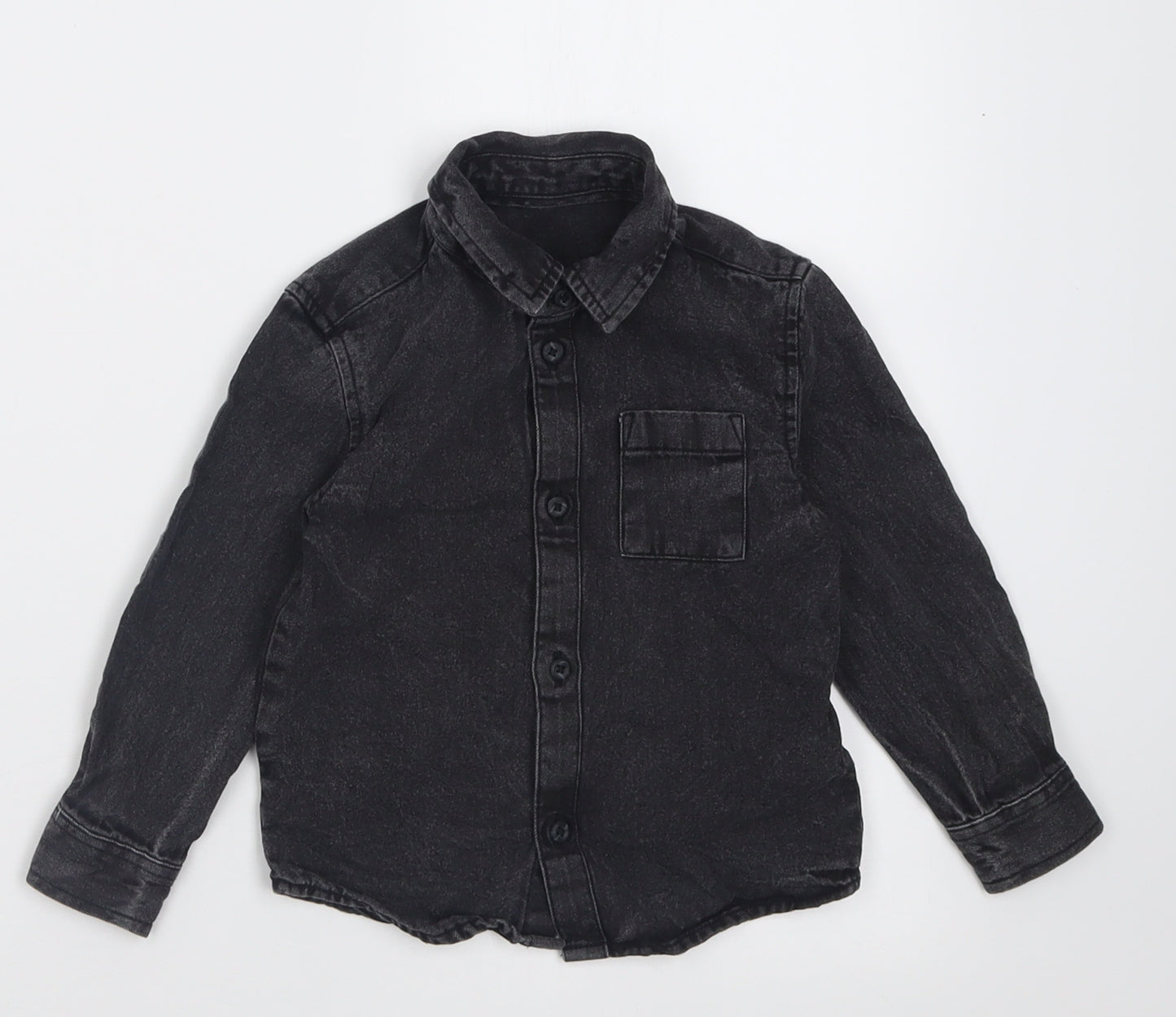 George Boys Black  Cotton Basic Button-Up Size 12-18 Months Collared Button