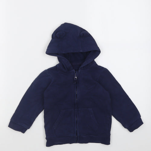 georgr Boys Blue   Jacket  Size 12-18 Months   Zip - Bear Ear Hood