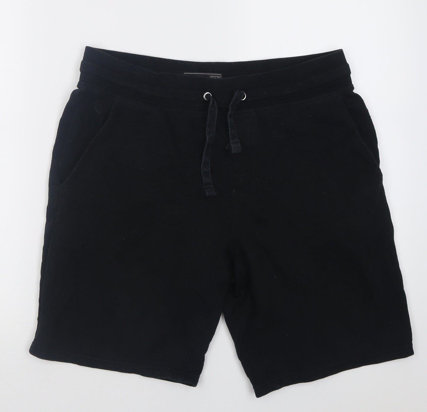 F&F Mens Black  Cotton Sweat Shorts Size M L10 in Regular Tie