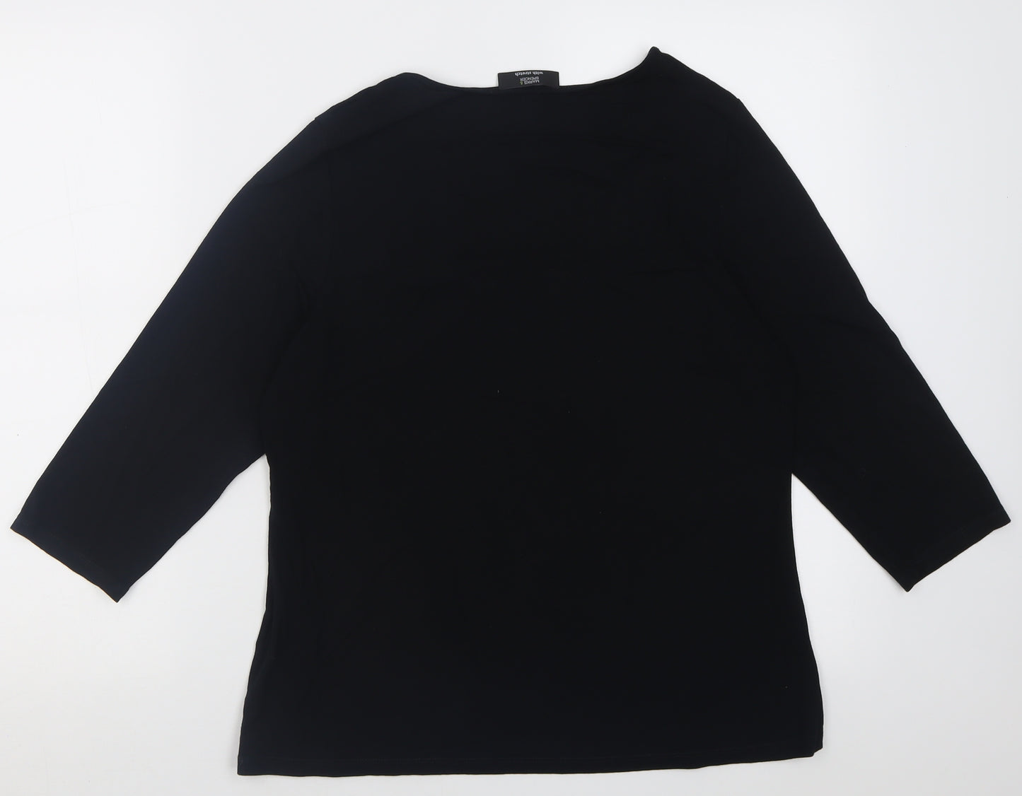 Marks and Spencer Womens Black  Viscose Basic T-Shirt Size 16 Square Neck