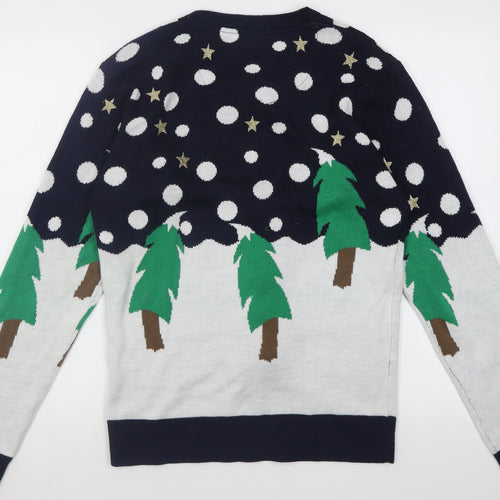 Brave Soul Mens Multicoloured Crew Neck Geometric Acrylic Pullover Jumper Size S   - chrismas jumper