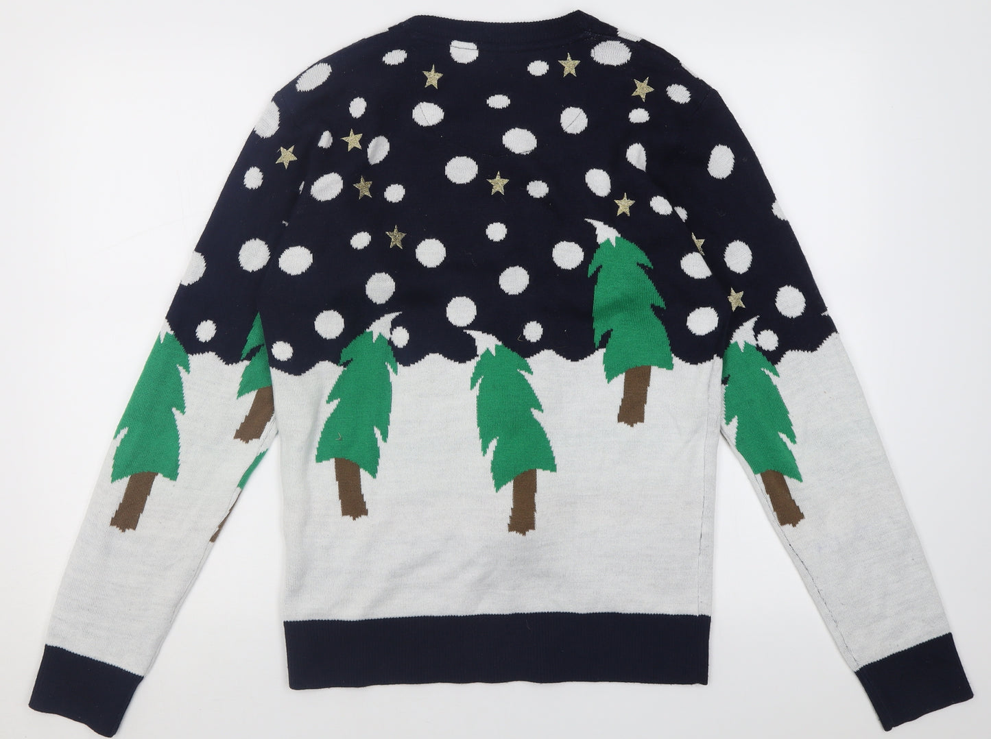 Brave Soul Mens Multicoloured Crew Neck Geometric Acrylic Pullover Jumper Size S   - chrismas jumper