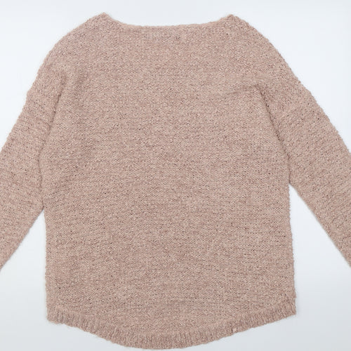 Only Womens Beige Scoop Neck  Acrylic Pullover Jumper Size L