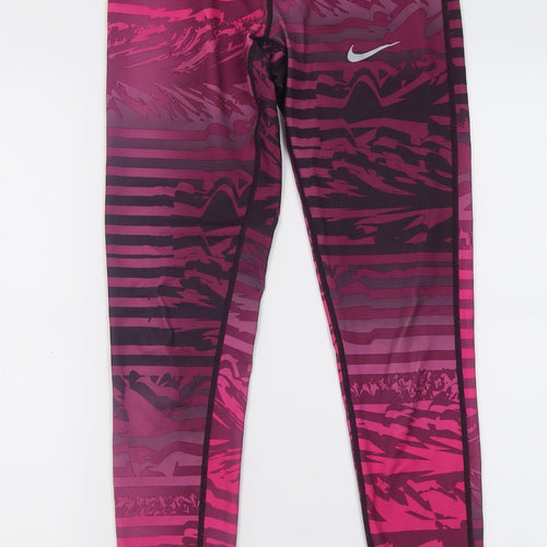 Nike Womens Pink Animal Print Polyester Capri Leggings Size S L30 in Regular Pullover