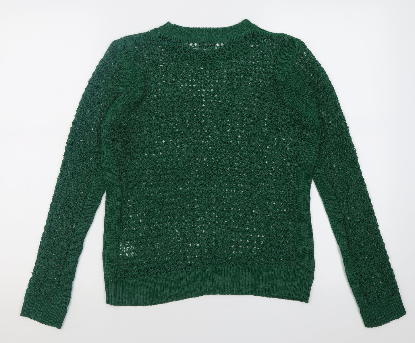 Papaya Womens Green Crew Neck  Acrylic Pullover Jumper Size S