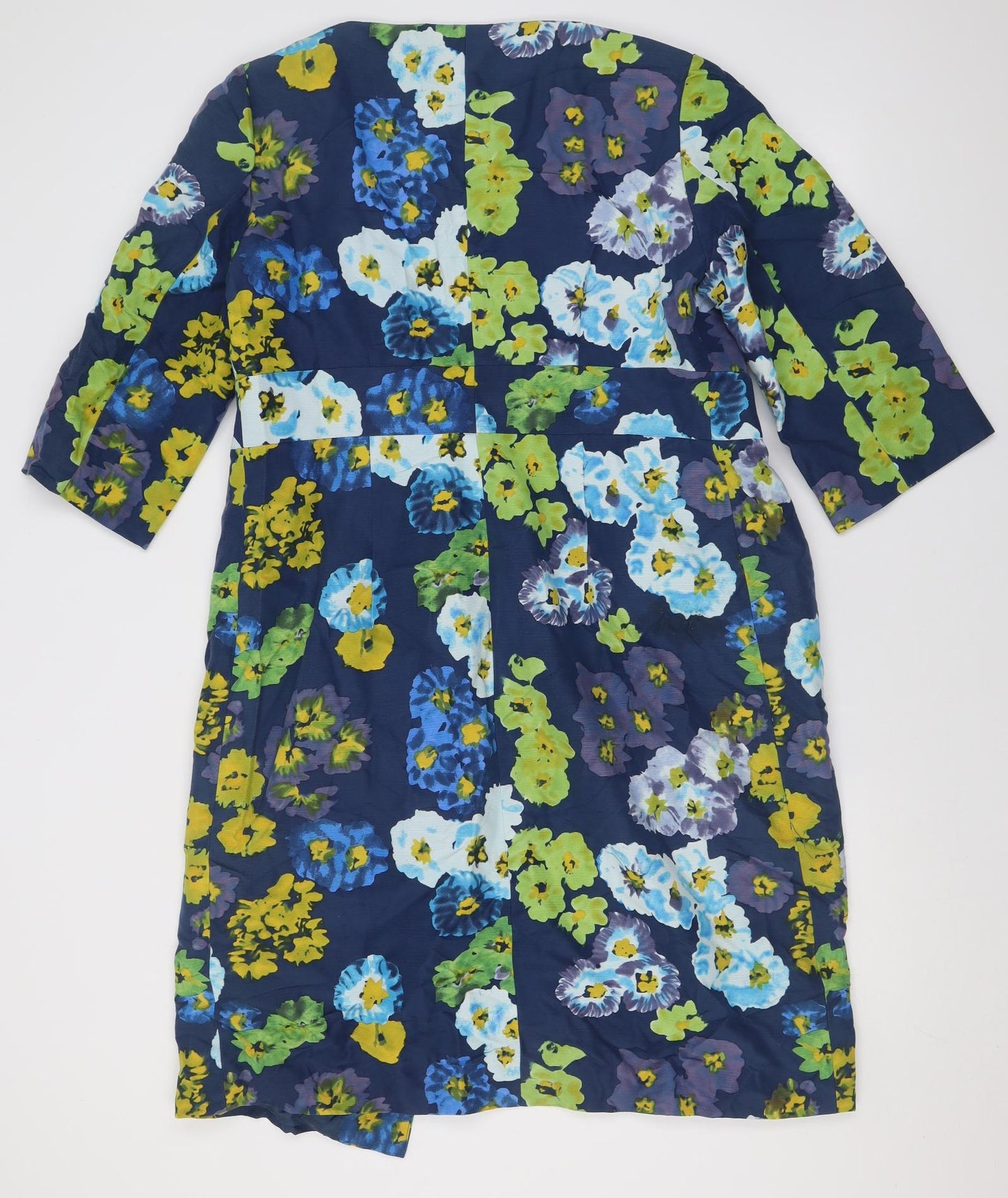 Fenn Wright Manson Womens Blue Floral  Overcoat Coat Size 14
