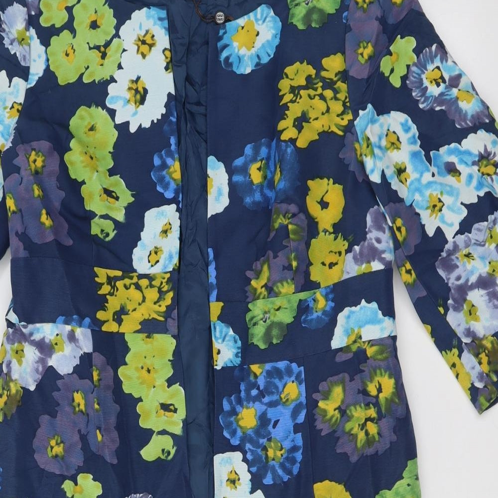 Fenn Wright Manson Womens Blue Floral  Overcoat Coat Size 14