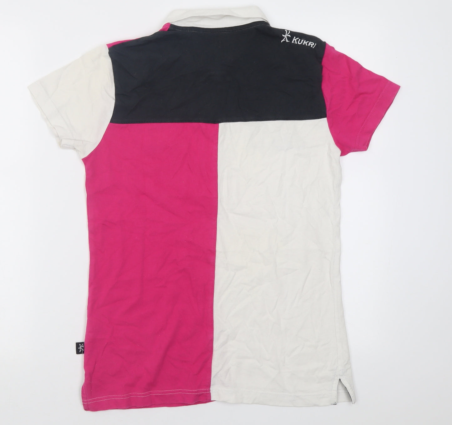 Kukri Womens Pink Colourblock Cotton Basic Polo Size 12 Collared