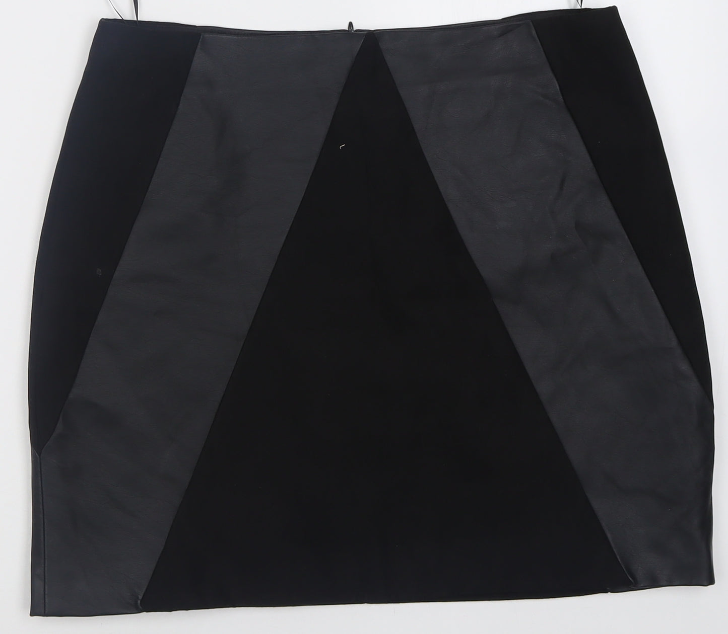 Oasis Womens Black  Polyurethane A-Line Skirt Size 12   Zip