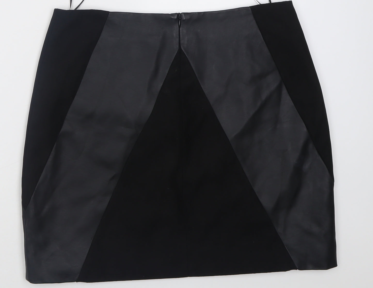 Oasis Womens Black  Polyurethane A-Line Skirt Size 12   Zip