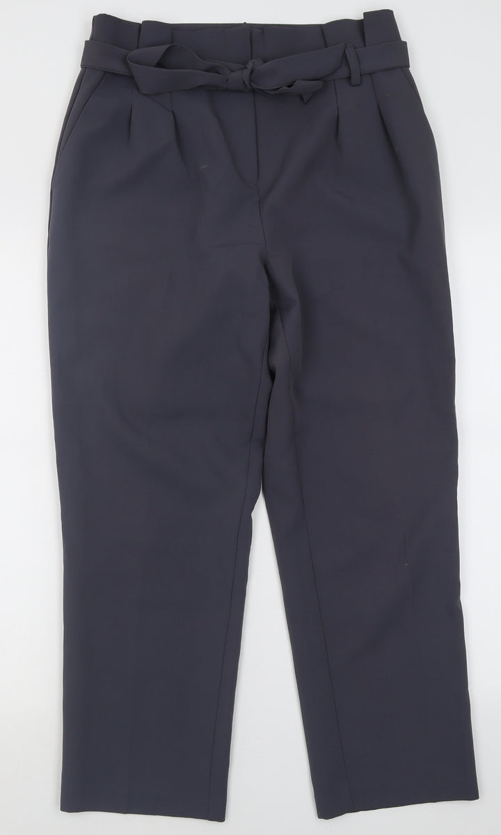 New Look Womens Grey Polyester Trousers Size 12 L28 in Regular Button