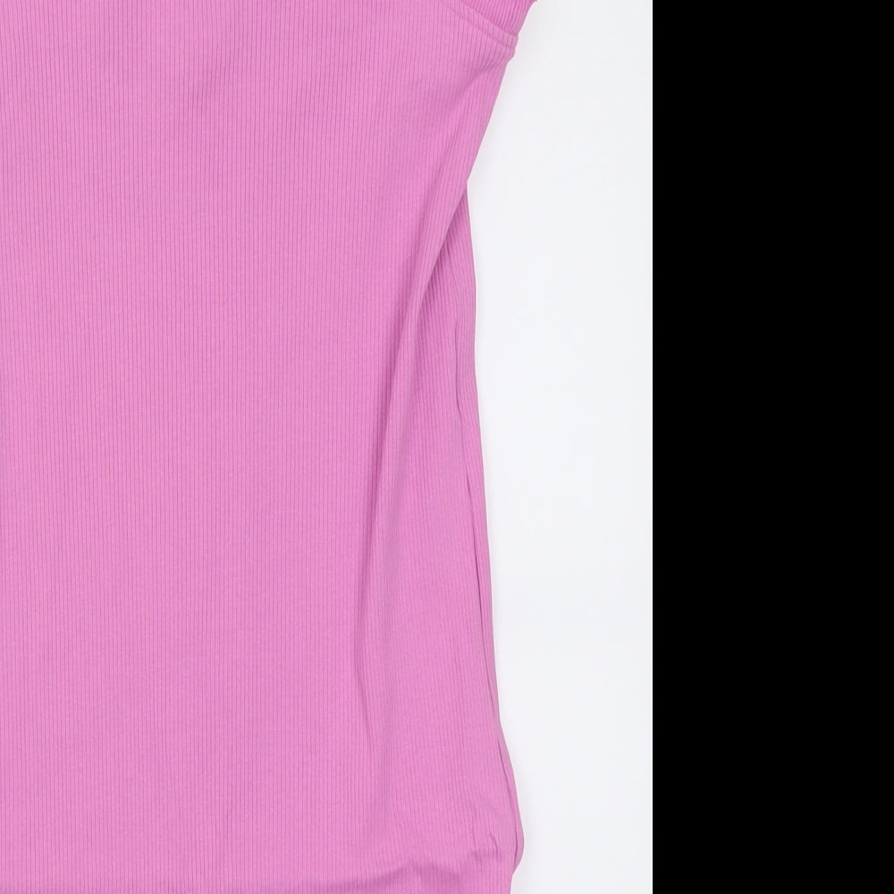 Mamalicious Womens Pink  Cotton Bodycon  Size XL  Square Neck Pullover